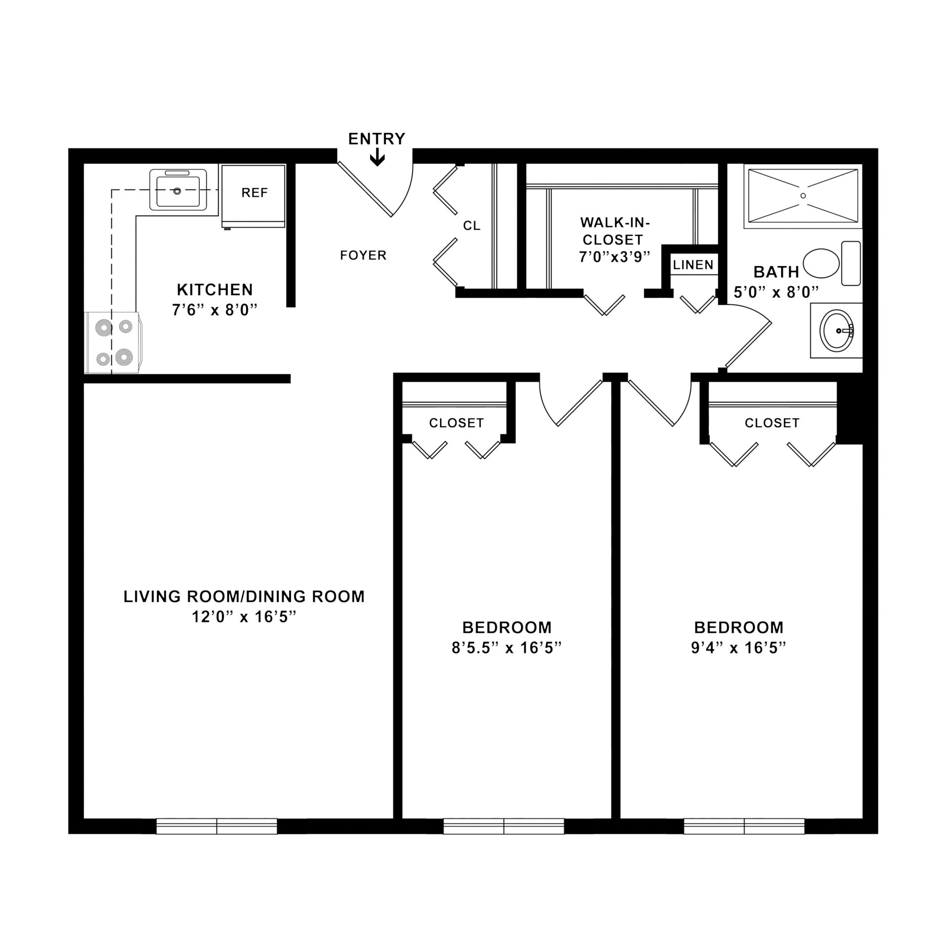 2 Bedroom 1 Bathroom Apartment at Weinberg Manhattan Park 2 Bedroom 1 Bathroom Apartment at Weinberg Manhattan Park
